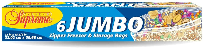 Supreme Club Jumbo Zipper Freezer Bags, 6 ct