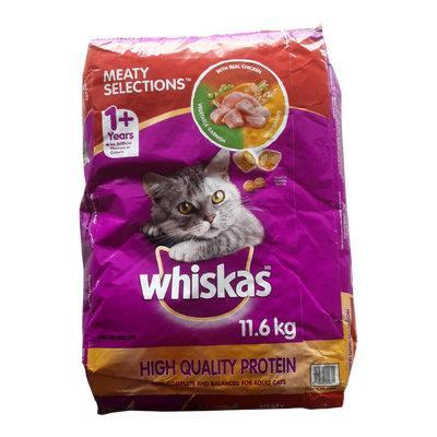 Whiskas Cat Food High Quality Protein for Adult Cats, 11.6 kg