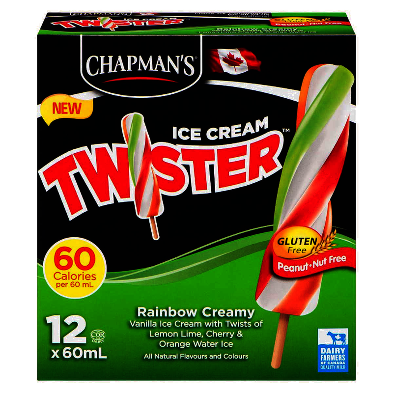 Chapman's Ice Cream Twister Rainbow Creamy, 12 ct