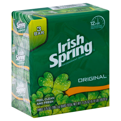 Irish Spring Original Bath Size Deodorant Soap, 106 g, 3 ct