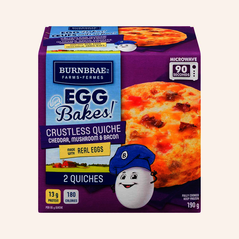 Burnbrae Farms Crustless Quiche Cheddar, Mushroom & Bacon Quiches, 190 g