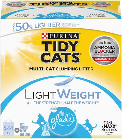 Purina Tidy Cats Light Weight Multi-Cat Clumping Litter With Glade Clear Springs Scent, 5.44 kg