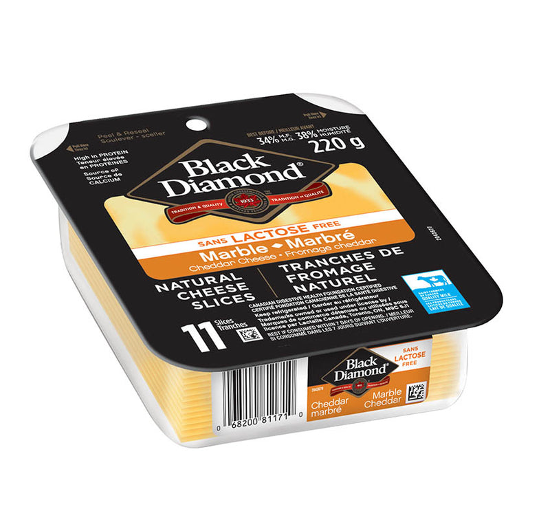 Black Diamond Natural Lactose Free Marble Cheese Slices, 220 g