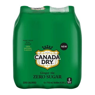Canada Dry Zero Sugar Ginger Ale, 6 x 710 mL