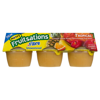 Mott's Fruitsations + Fibre Unsweetened Trpical, 666 g (6 x 111 g)