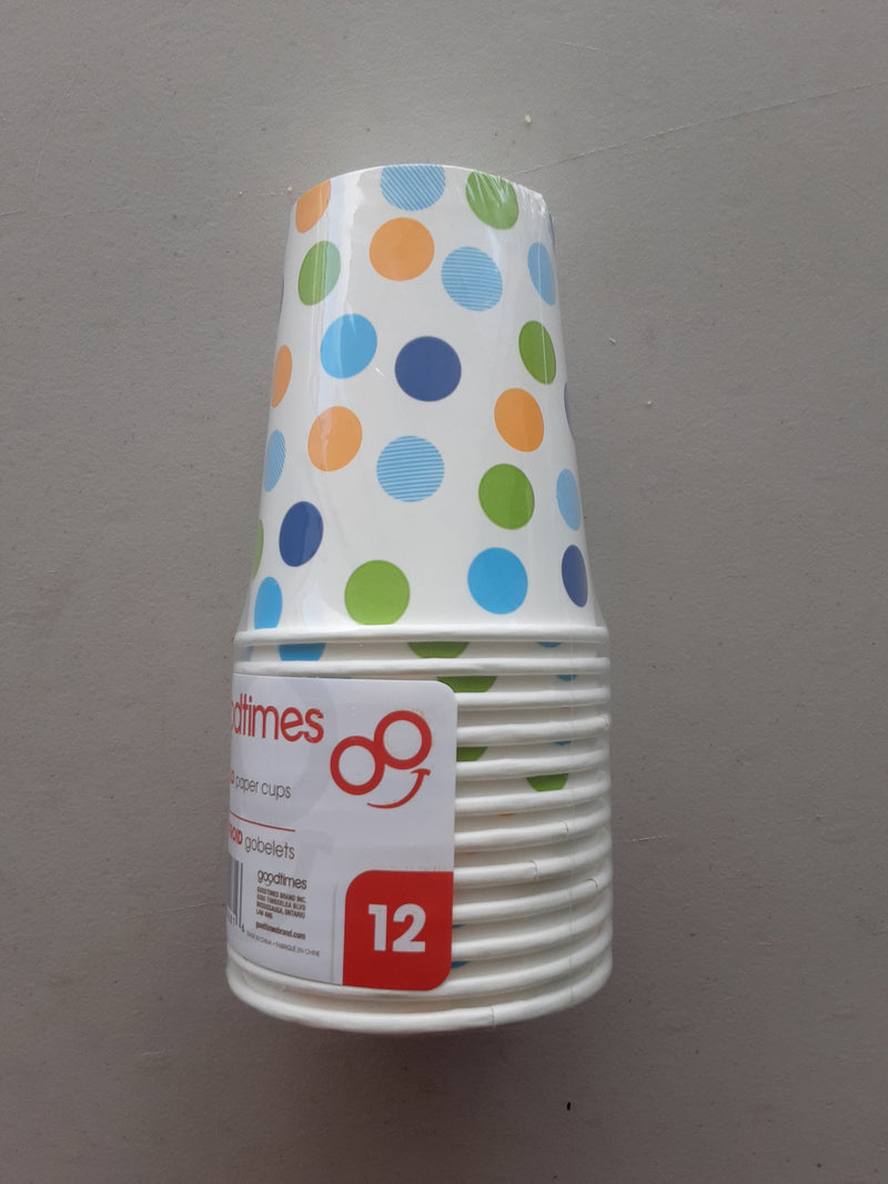 GOOD TIMES PAPER CUPS DECORATED, 12 CT