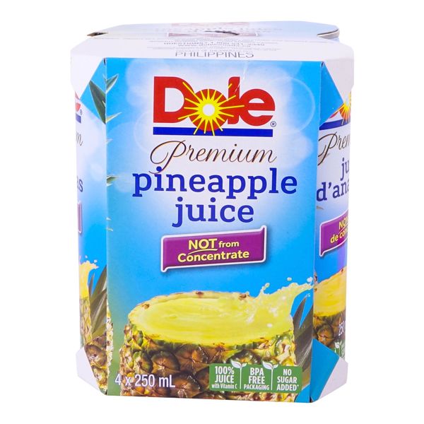 Dole Pineapple Juice Mini Cans, 4 x 250 mL