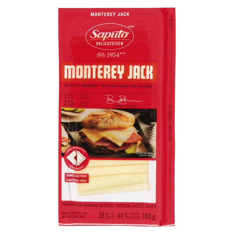 Saputo Monterey Jack Natural Cheese Slices Lactose Free, 180 g