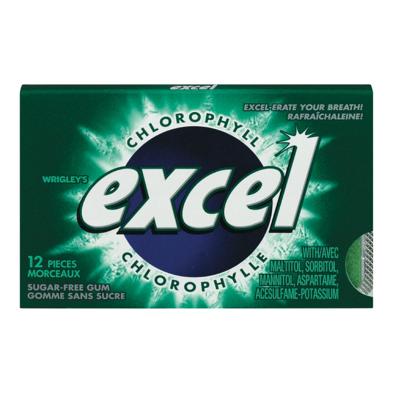Excel Sugar-Free Chlorophyll Gum, 12 pieces