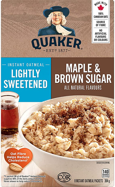 Quaker Lightly Sweetened & Maple Brown Sugar Oatmeal, 304 g