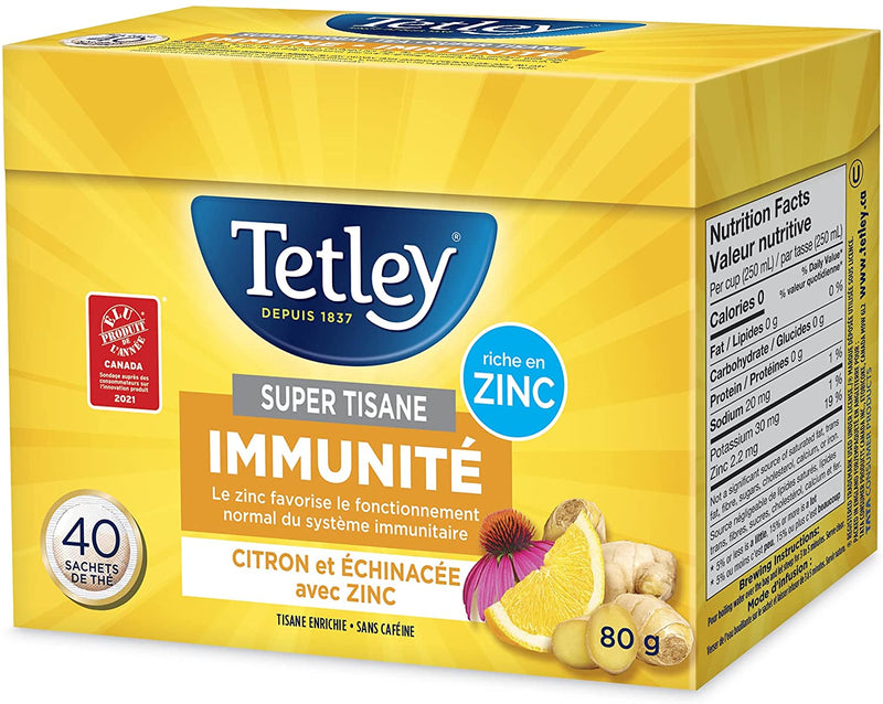 Tetley Super Herbal Tea Immune Lemon & Echinacea With Zinc, 80g   (40ct)