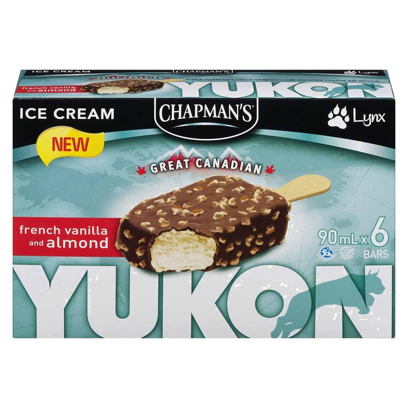 Chapman's Yukon French Vanilla & Almond Ice Cream Bars, 6 x 90 mL