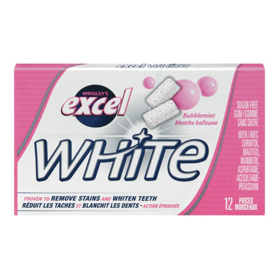 Excel White Sugar Free Bubble Mint Gum, 12 pieces