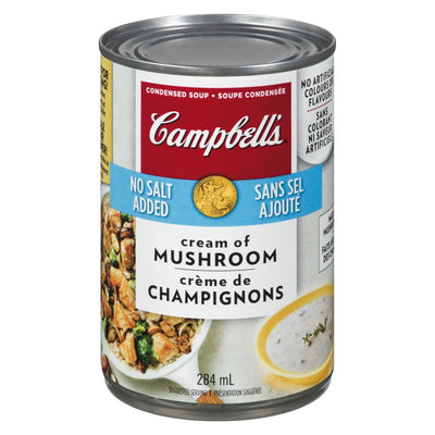 Campbell's Cream Of Mushroom No Salt Added Condensed Soup, 284 mL