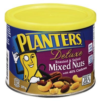 Planters Deluxe Roasted and Salted Mixed Nuts made with sea salt, 225g