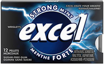Excel Sugar-Free Strong Mint Gum, 12 pieces