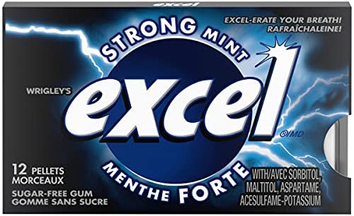 Excel Sugar-Free Strong Mint Gum, 12 pieces