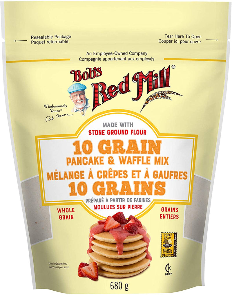 Bob's Red Mill Stone Ground Flour 10 Grain Pancake & Waffle Mix, 680 g
