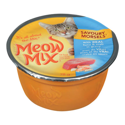 Meow Mix Savory Morsels with Real Tuna & Crab in Gravy, 78 g