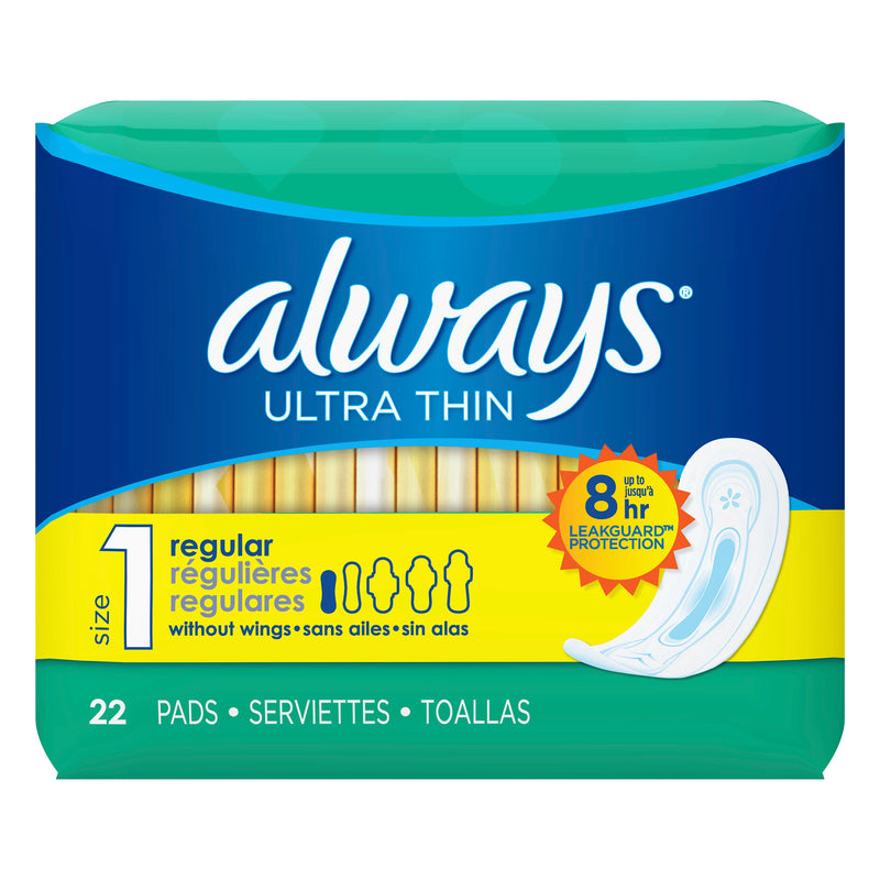 Always Ultra Thin without Wings Regular Pads, 22 count