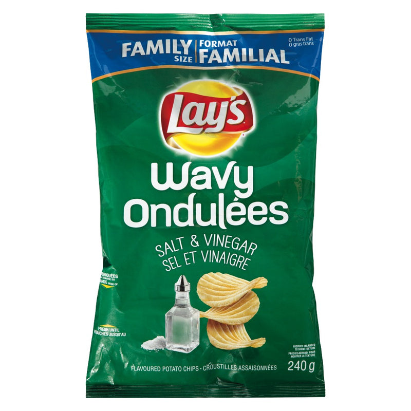 Lay's Wavy Salt & Vinegar Potato Chips, 235 g