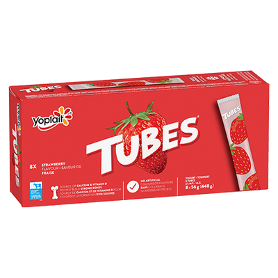 Yoplait Strawberry Tubes, 8 x 56 g