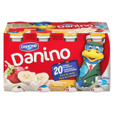 Danone Danino Yogurt Strawberry Banana, 8 x 93mL