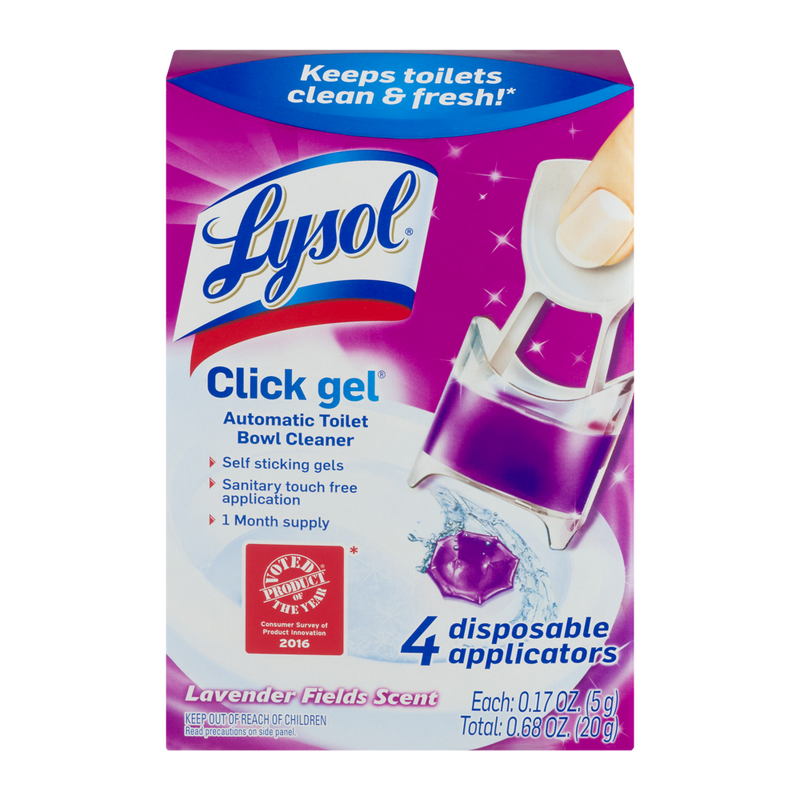Lysol Click Gel Automatic Toilet Bowl Cleaner Lavender Fields Scent, 4 ct