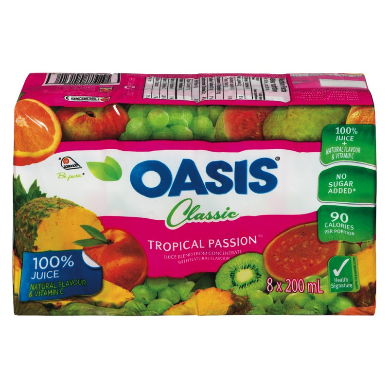 Oasis Classic Tropical Passion Juice, 8 x 200mL