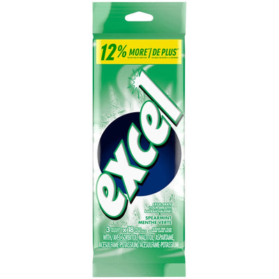 Excel Sugar Free Spearmint Gum, 3 x 18 pcs