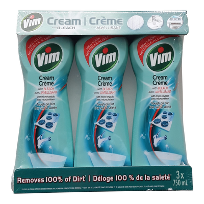 Vim Cream With Bleach, 3 x 750 mL