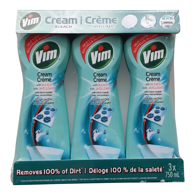 Vim Cream With Bleach, 3 x 750 mL