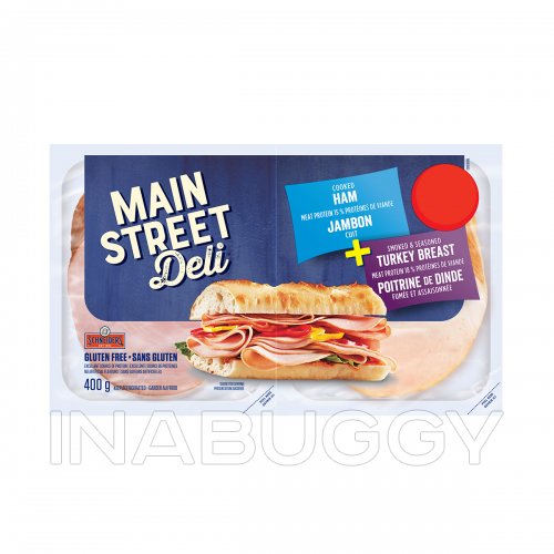 MAIN STREET DELI COOKED HAM & SMOKED TURKEY BREAST COMBO, 400 g