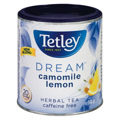 Tetley Dream Chamomile Lemon Caffeine Free Herbal Tea, 30g  (20ct)