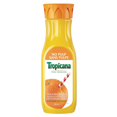 Tropicana No Pulp Orange Juice, 355 mL