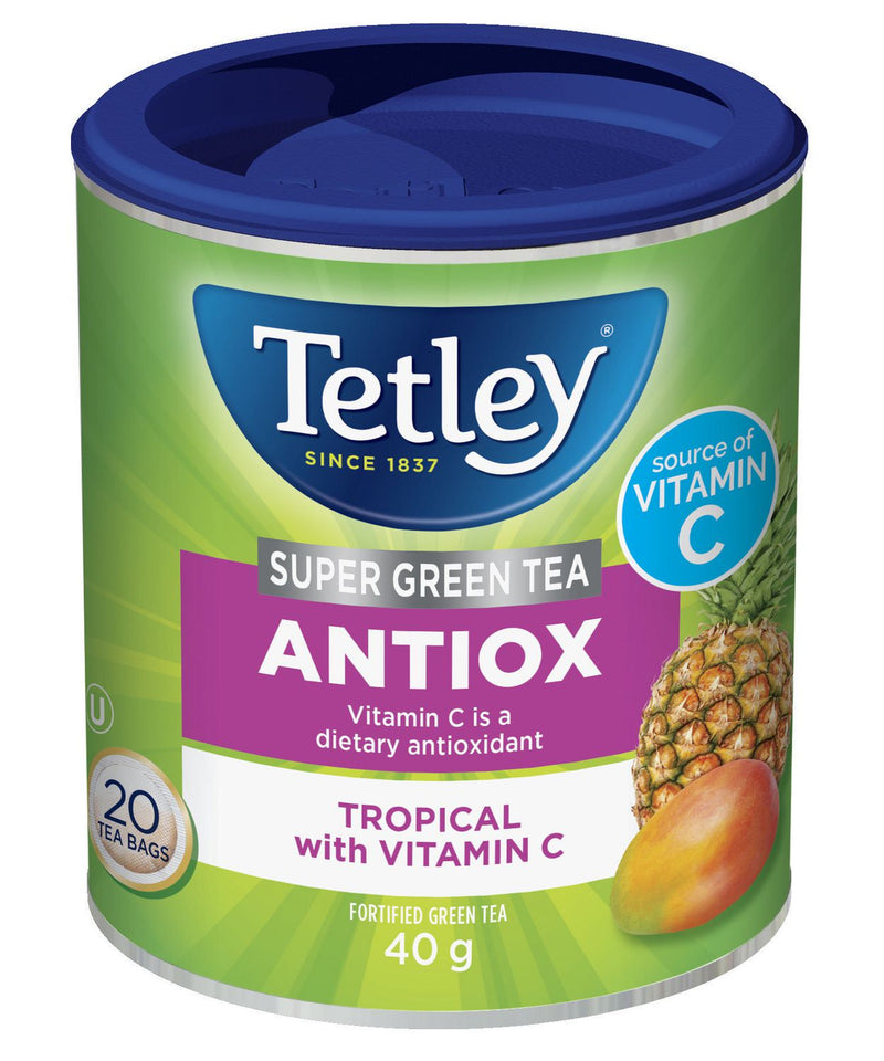 Tetley Super Green Antiox Tropical Tea With Vitamin C, 40g  (20ct)