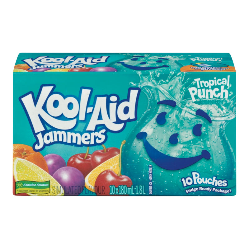 Kool-Aid Jammers Tropical Punch Drink Pouches, 10 x 180 mL