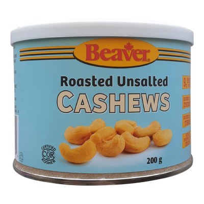 BEAVER ROASTED UNSALTED CASHEWS, 200 g