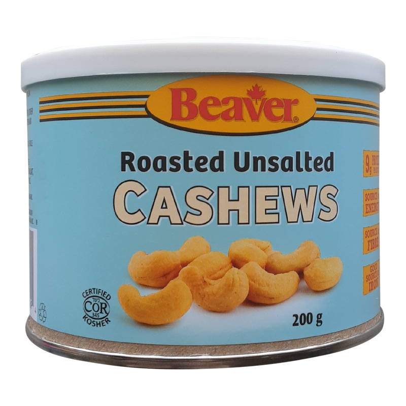 BEAVER ROASTED UNSALTED CASHEWS, 200 g