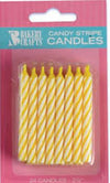 Bakery Crafts Yellow Candy Stripe Candles, 24 ct