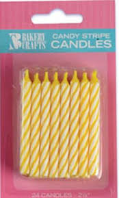 Bakery Crafts Yellow Candy Stripe Candles, 24 ct