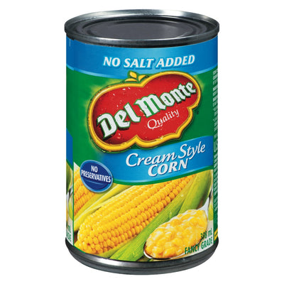 Del Monte No Salt Added Cream Style Corn, 398 mL