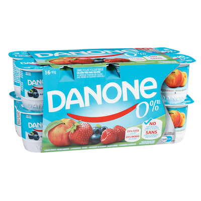 Danone 0% Peach Apricot/Strawberry/Blueberry Blackberry/Raspberry, 16 ct