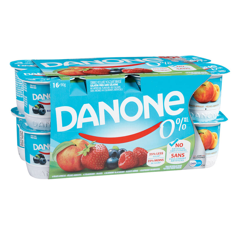 Danone 0% Peach Apricot/Strawberry/Blueberry Blackberry/Raspberry, 16 ct