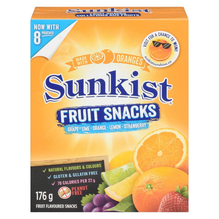 Sunkist Assorted Fruit Flavored Snacks, 176 g  (8 ct)
