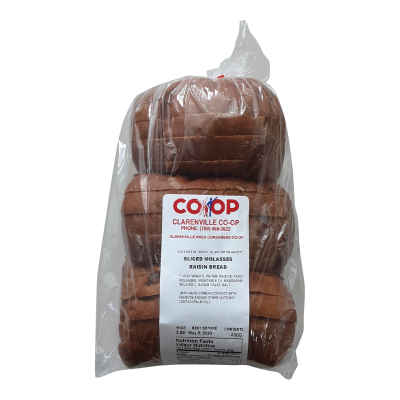 Sliced Molasses Raisin Bread, 450 g