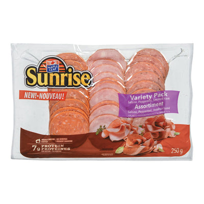 Maple Leaf Sunrise Variety Pack Salami Pepperoni Smoked Ham, 250 g