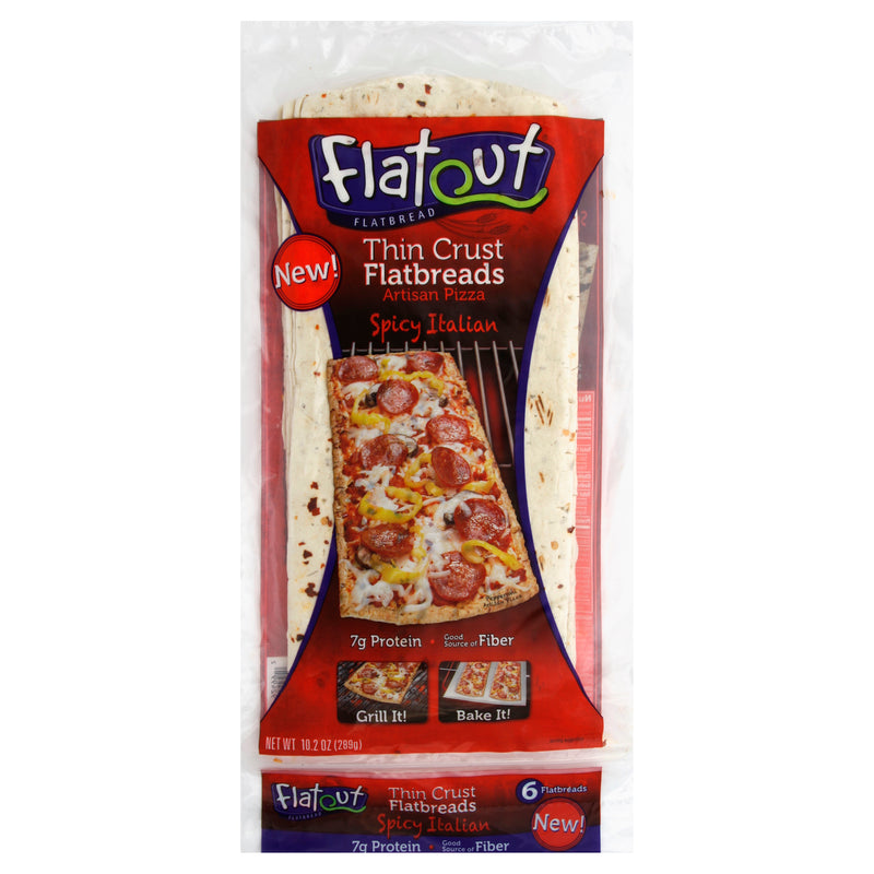 Flatout Flatbread Thin Crust Flatbreads Artisan Pizza Spicy Italian, 6 ct